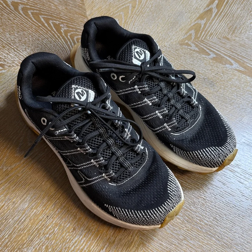 MERRELL Moab Flight Solution DYE Black White Outdoor Trail Running Sneaker - Picture 2 of 10